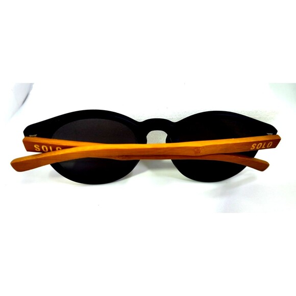 SOLO Peru Women's Sunglass Black And Bamboo Wood Temples Cat Eyes 50-21-140 - Picture 4 of 11